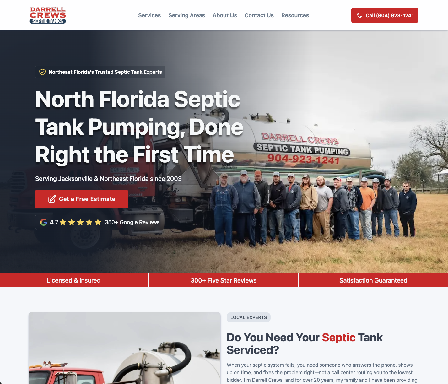 sceenshot of Darrell Crews Website